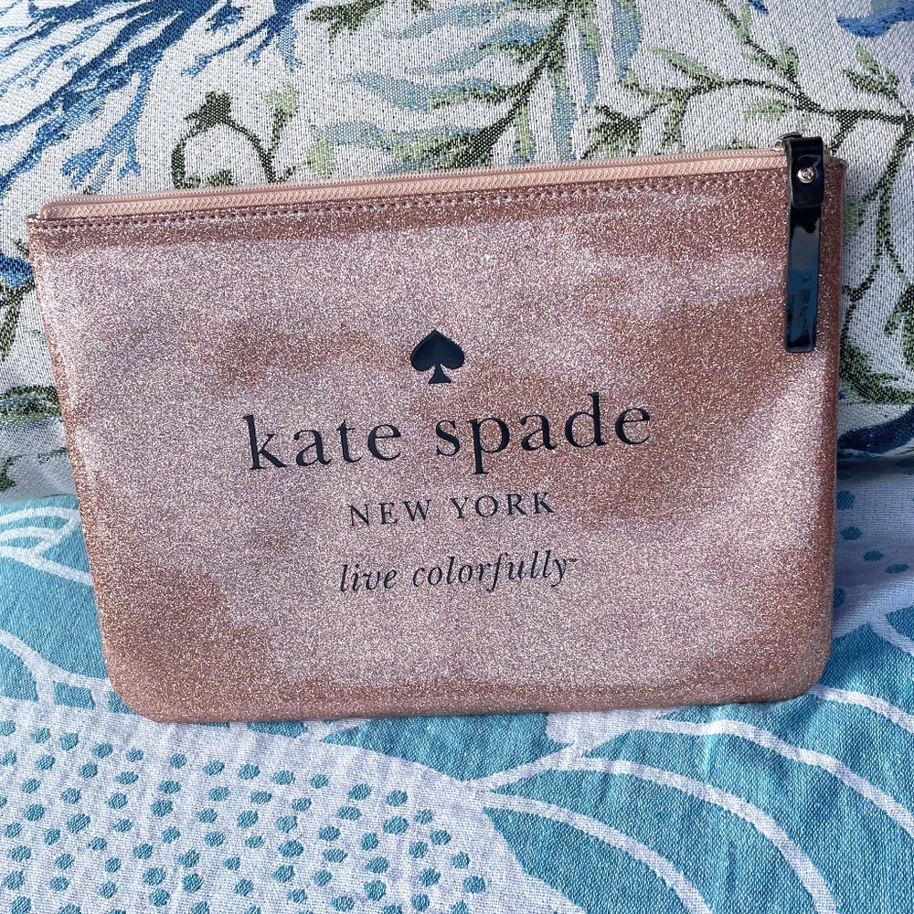 Kate Spade Pink Glitter Sparkle Pouch Gem